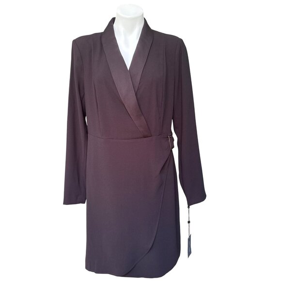 Tommy Hilfiger NWT $159 Black Shawl Collar Faux Wrap Dress, Women's SIze 12 - Picture 3 of 14
